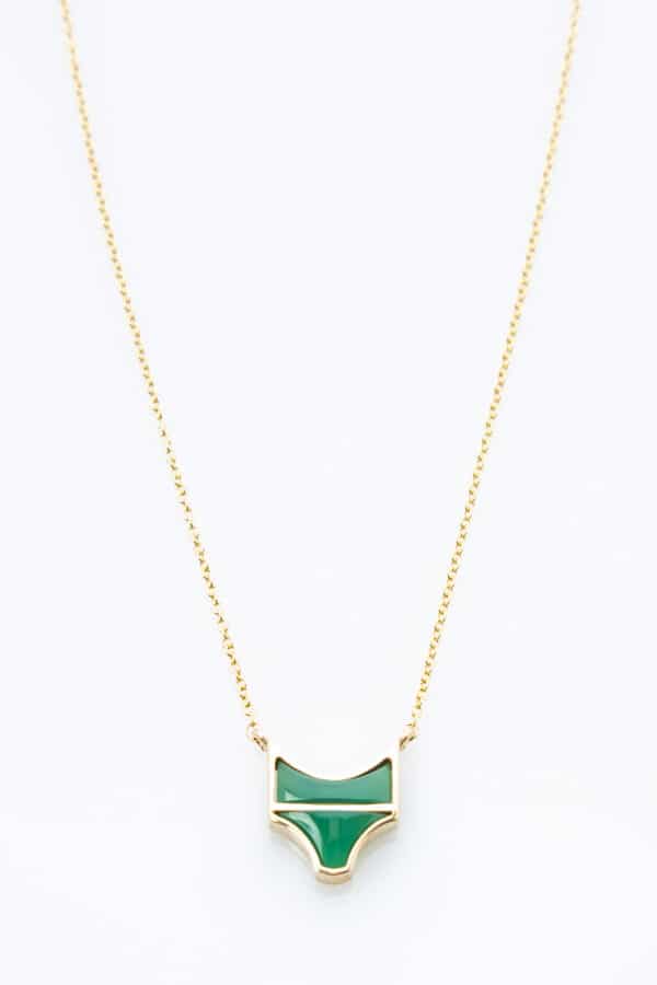 MINOTAVROS GOLD NECKLACE GREEN AGATE