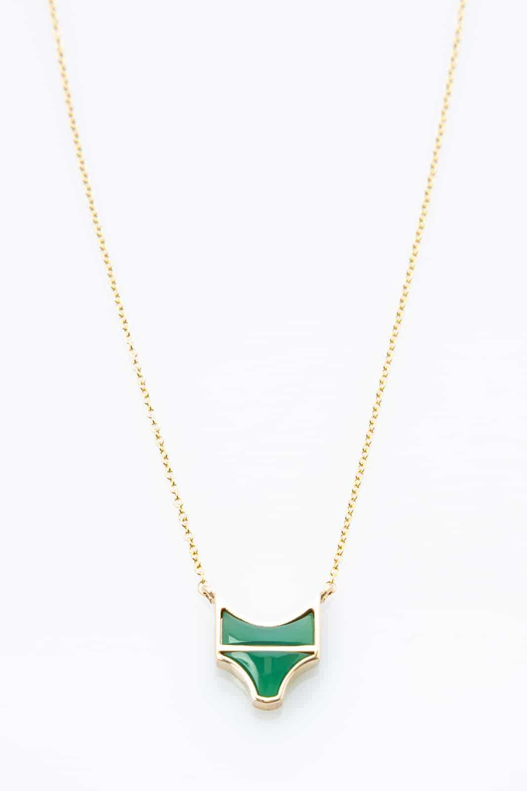 MINOTAVROS GOLD NECKLACE GREEN AGATE