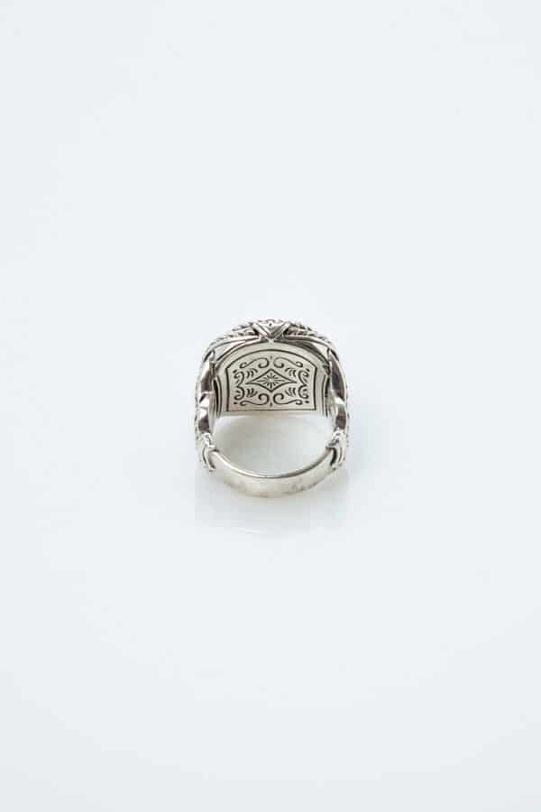 SILVER RING WITH ANCIENT GOD "HERMES " SCEPTER
