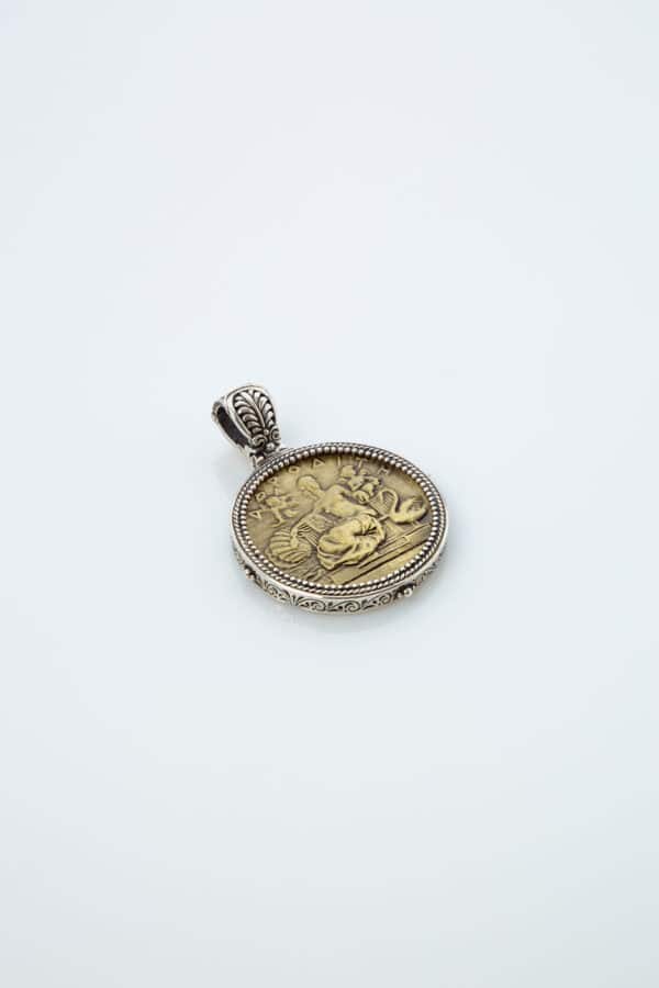 PENDANT COIN IN STERLING SILVER & 18K GOLD