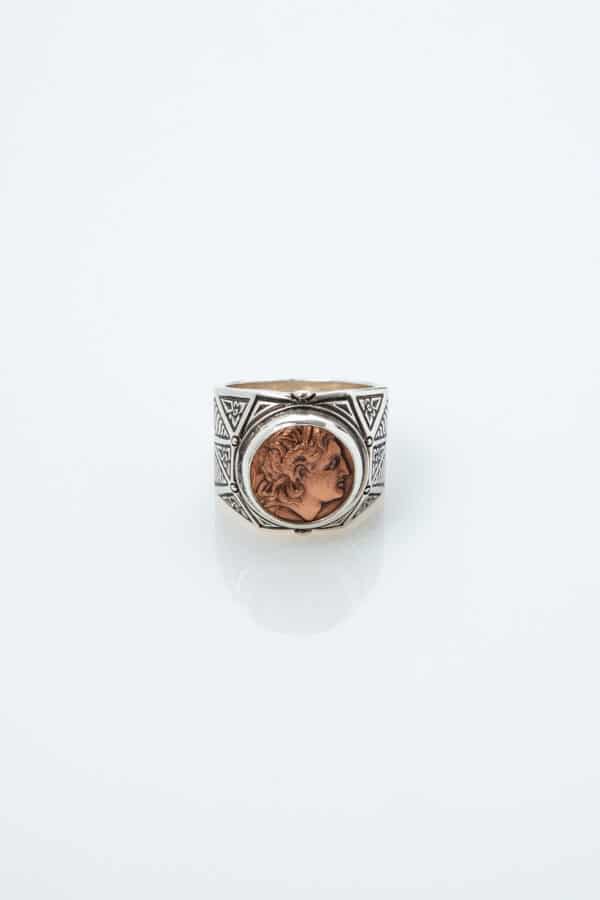 SILVER RING IN "ALEXANDER THE GREAT" FIGURE