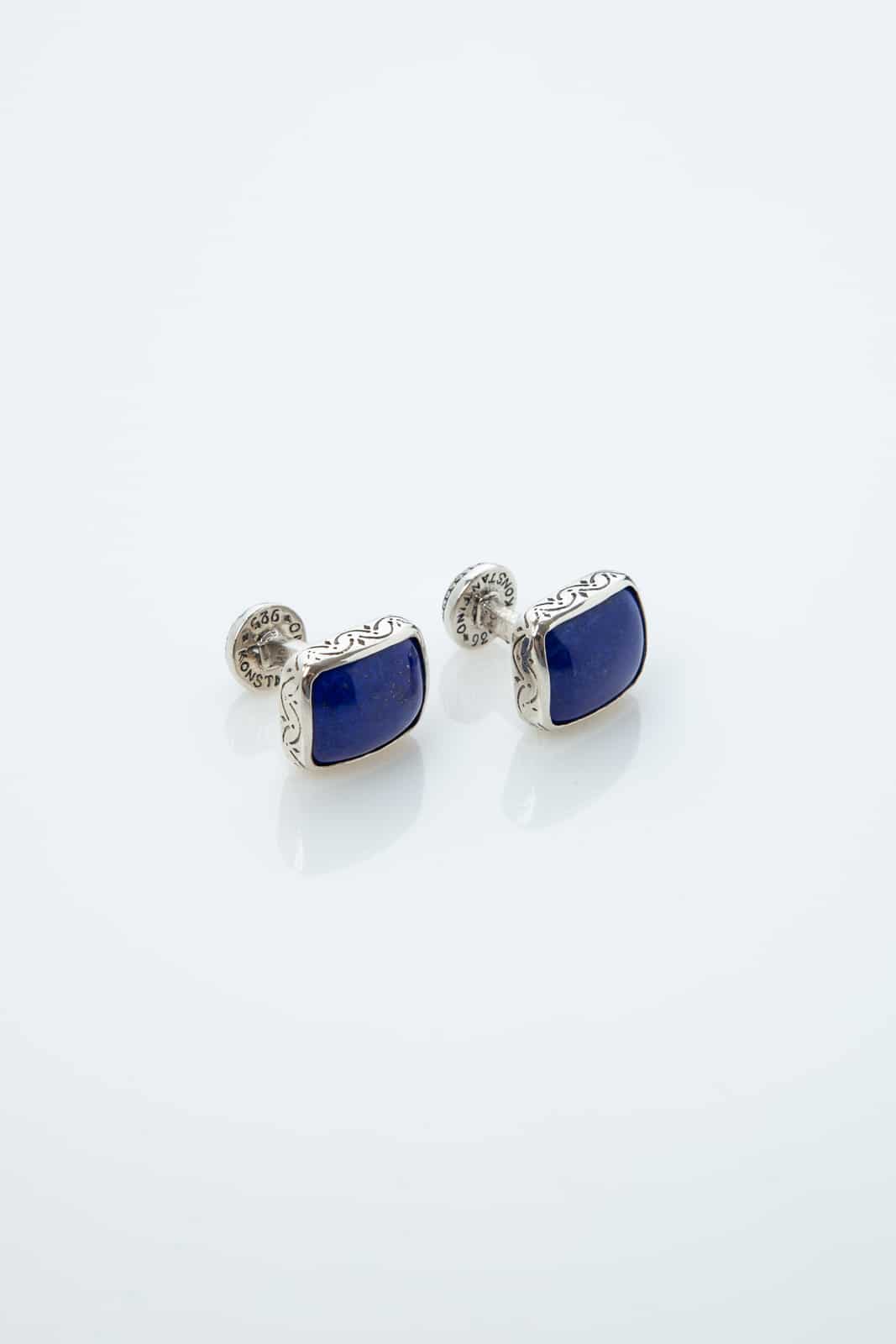 CUFFLINKS WITH LAPIS STONES IN STERLING SILVER