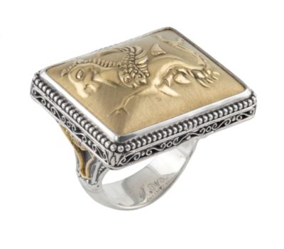 STERLING SILVER & 18K GOLD SEAHORSE RING
