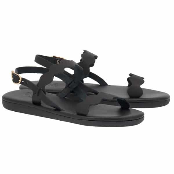 SANDALS "AFROS" IN BLACK LEATHER