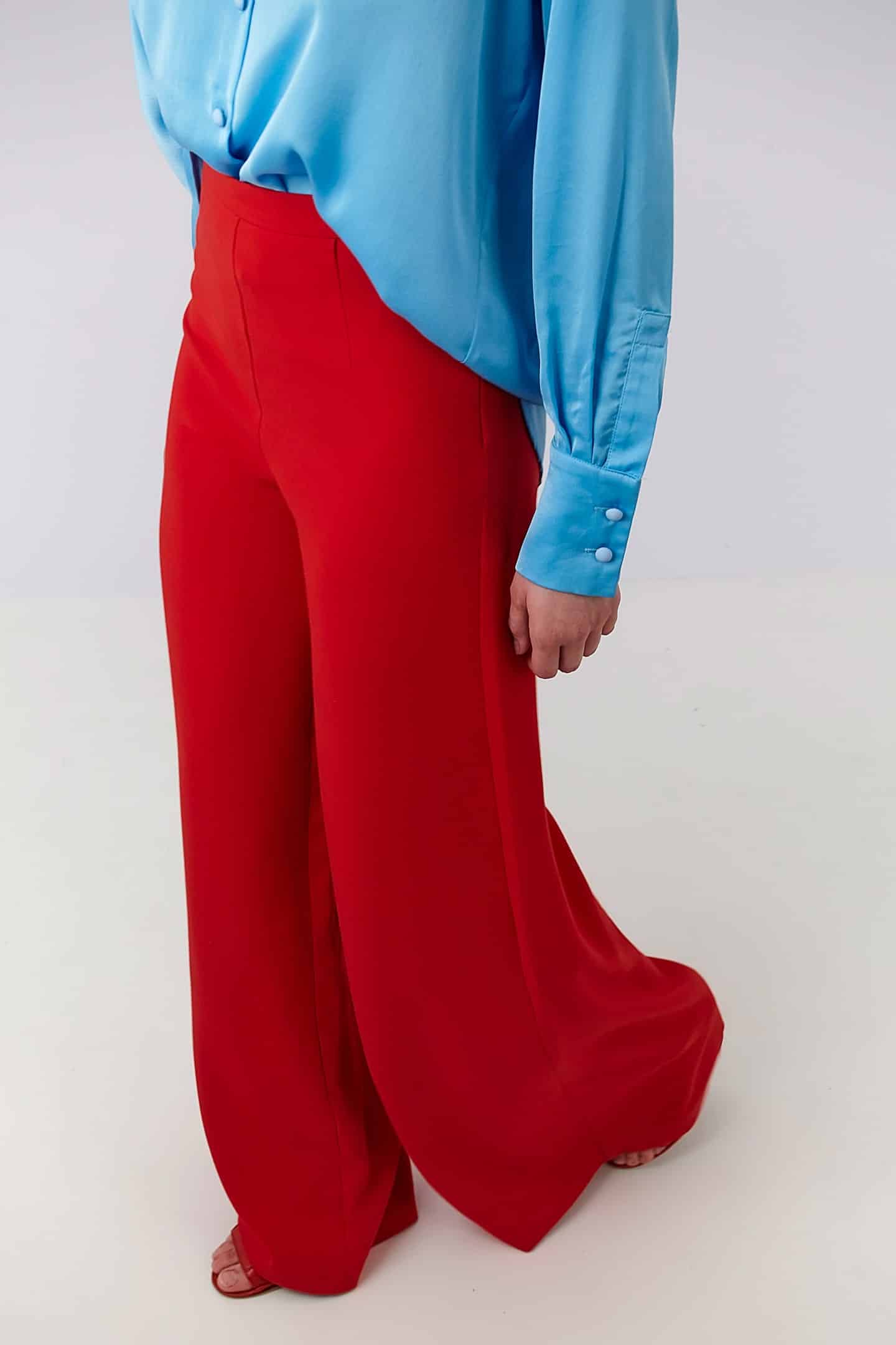 PANTS "ORIONIS WIDE LEG" CREPE FIRE RED