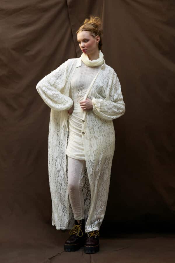 WICASA LONG ROBE LACE OFF WHITE