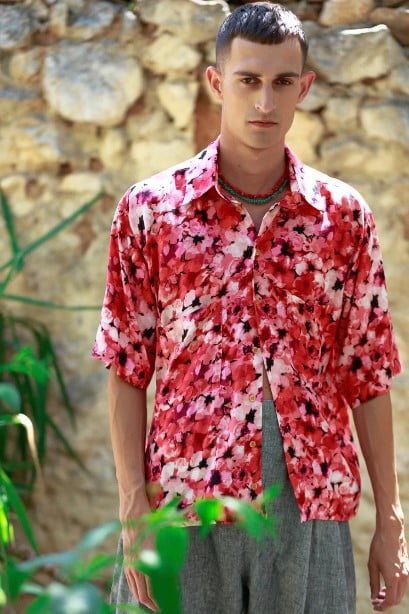 A GAS FLORAL SHIRT RED