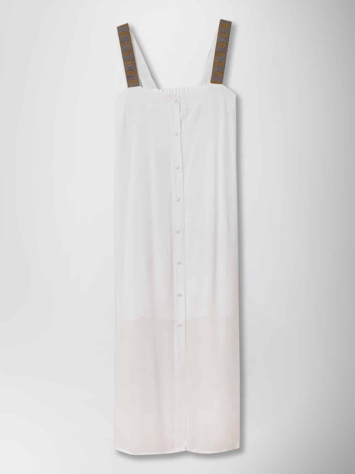 "GLAYKIS" MAXI STRAPPED SHIRT DRESS WHITE