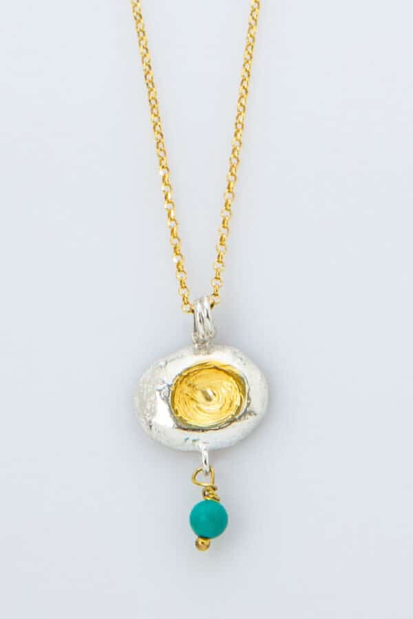 GOLD CHAIN OVAL EYE TURQUOISE