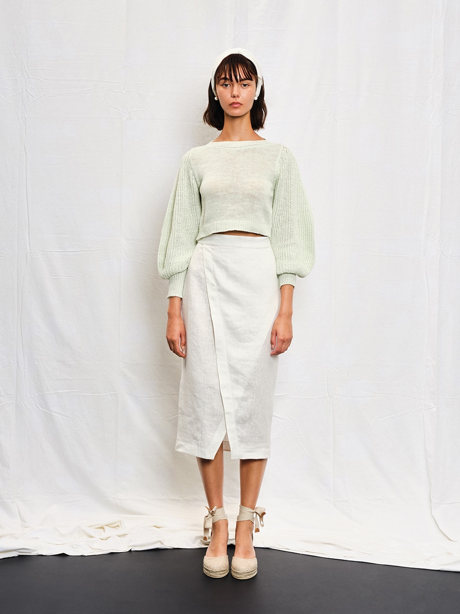 PENCIL SKIRT "ODE TO NATURE" OFF WHITE