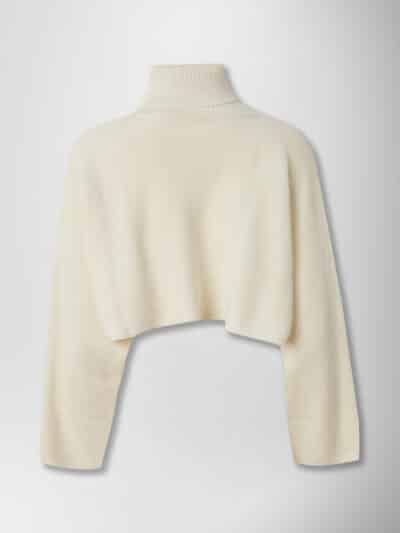 KNIT CROPPED COLLAR BLOUSE WHITE