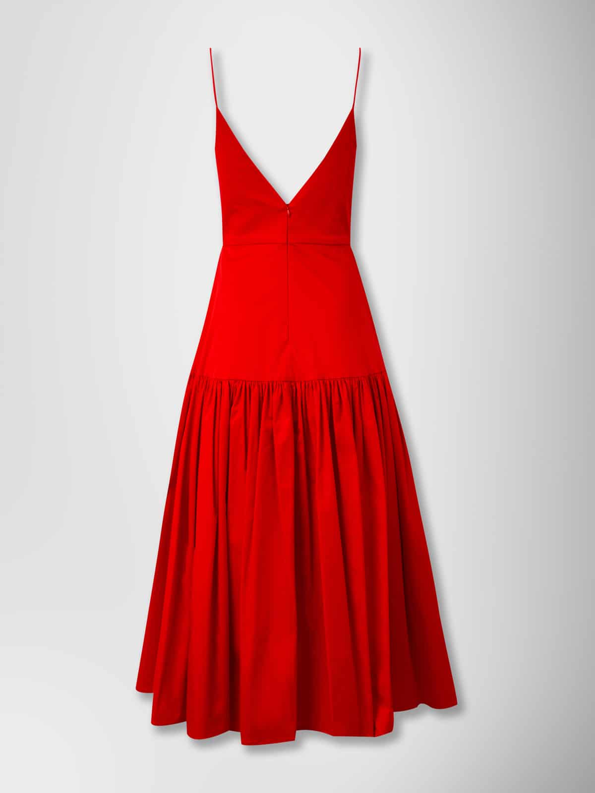 RUCHED SKIRT DRESS RED