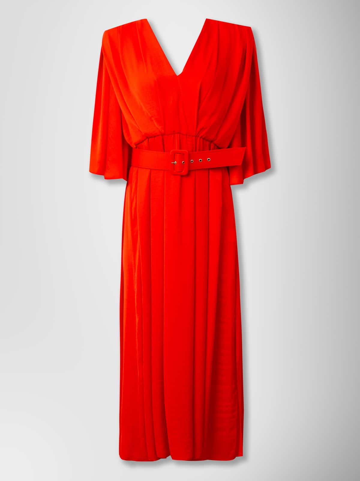 FLARED SLEEVES DRESS RED