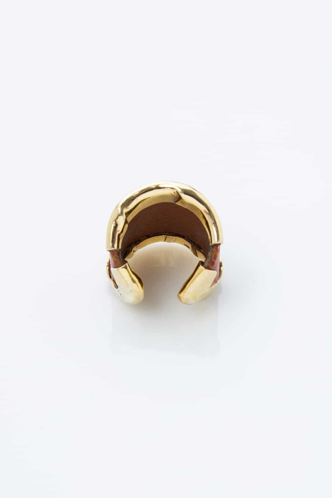 LEATHER GOLD RING BROWN
