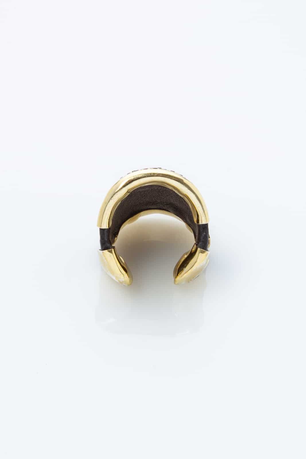 LEATHER GOLD RING BLACK