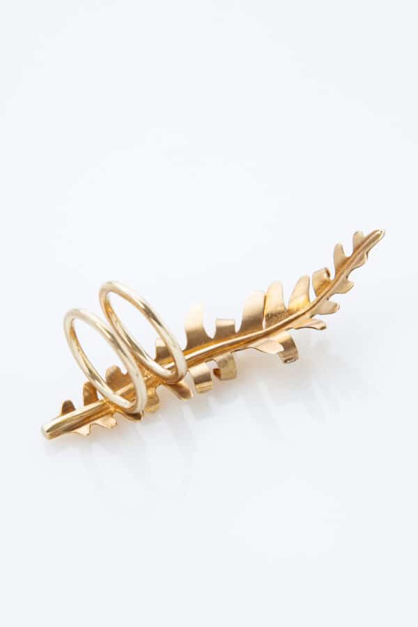 LEAF DOUBLE BAND GOLD RING WITH DIAMONDS