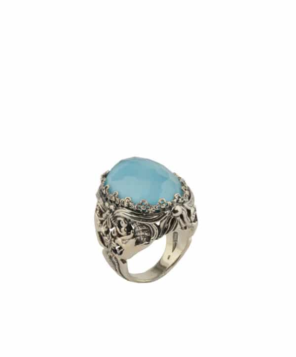 RING WITH ROCK CRYSTAL AND MOTHER OF PEARL