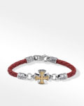 RED LEATHER BRACELET IN STERLING SILVER
