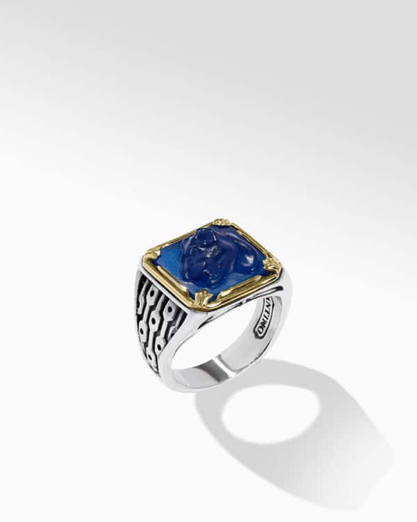 RING WITH BLUE AGATE STONES