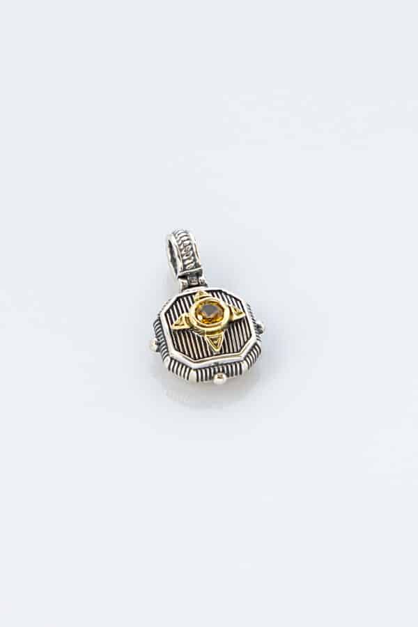 PENDANT YELLOW SAPPIRE STERLING SILVER & 18K GOLD