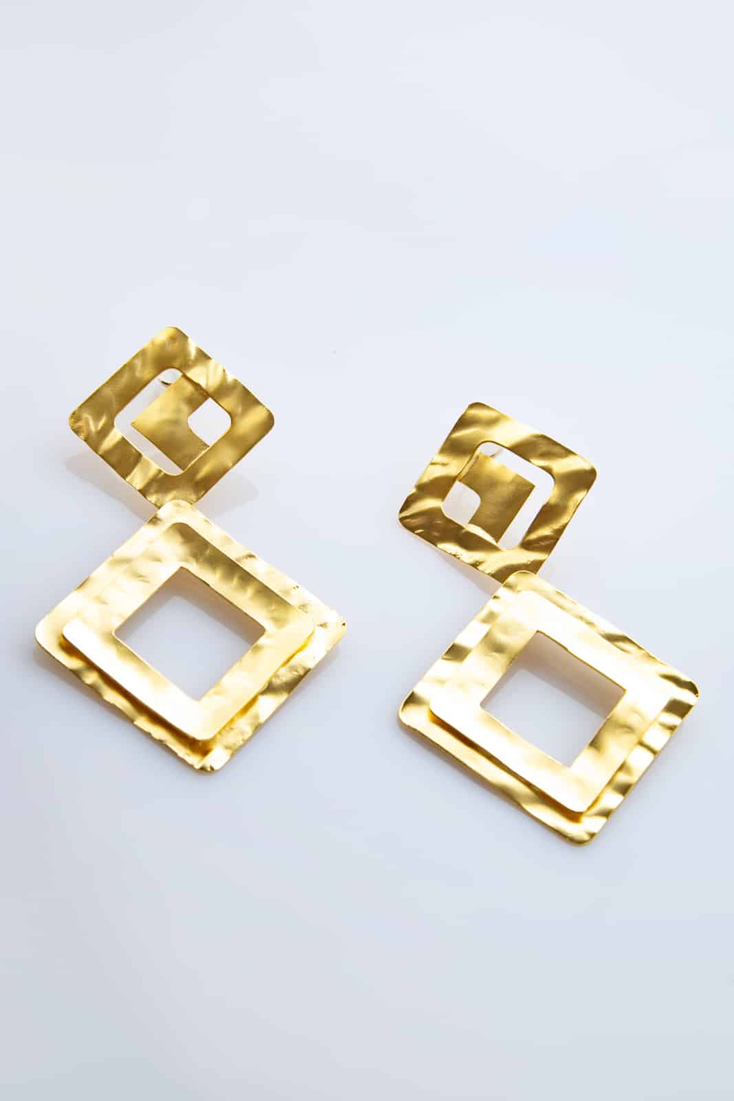 GOLD PLATED EARRINGS DOUBLE RHOMBUS