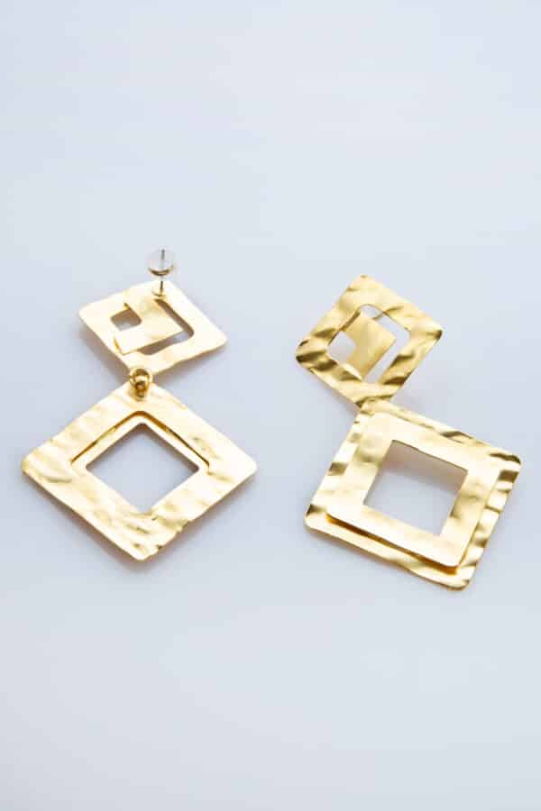 GOLD PLATED EARRINGS DOUBLE RHOMBUS