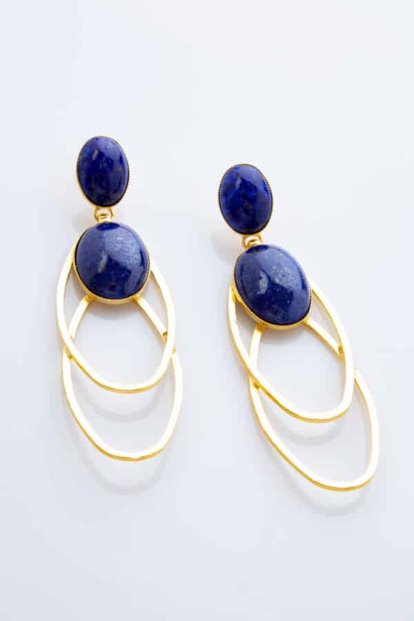GOLD PLATED EARRINGS BLUE STONES
