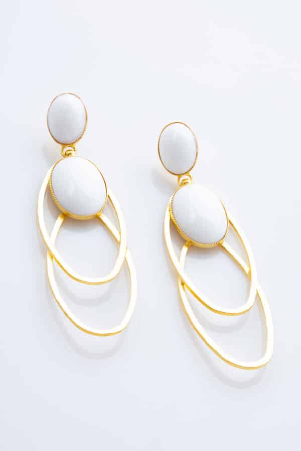 GOLD PLATED EARRINGS WHITE STONES