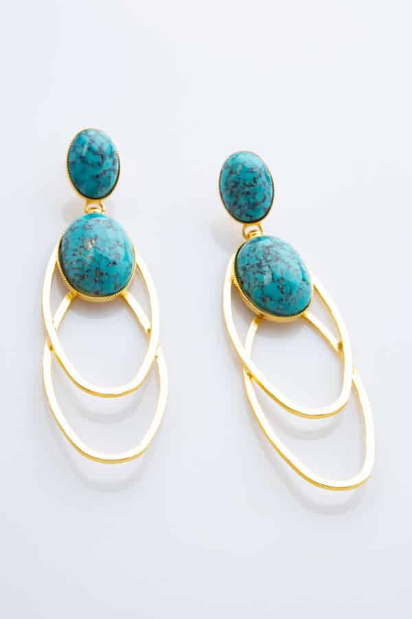 GOLD PLATED EARRINGS TURQUOISE STONES