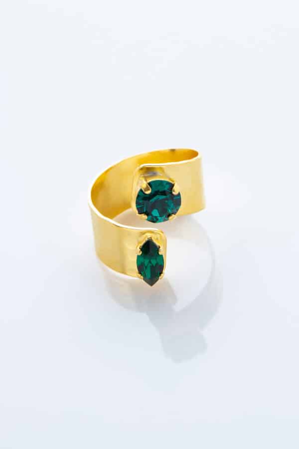 GOLD PLATED EMERALD STONE RING