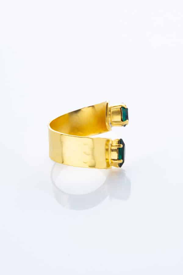 GOLD PLATED EMERALD STONE RING