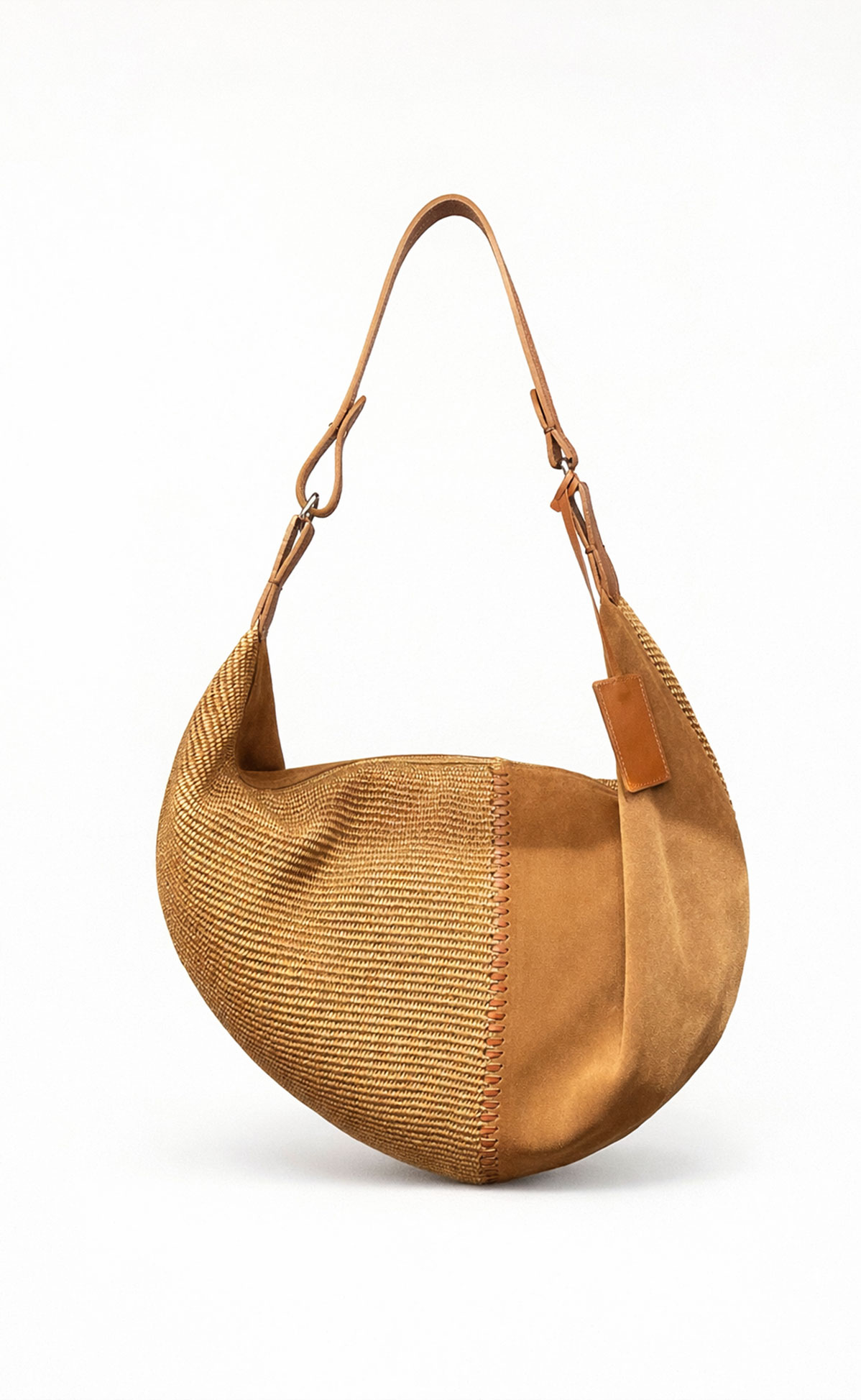 BEATRICE BAG RAFFIA SUEDE BROWN