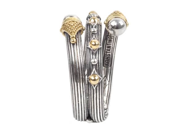 Spike Curl Ring Sterlimg Silver & Gold