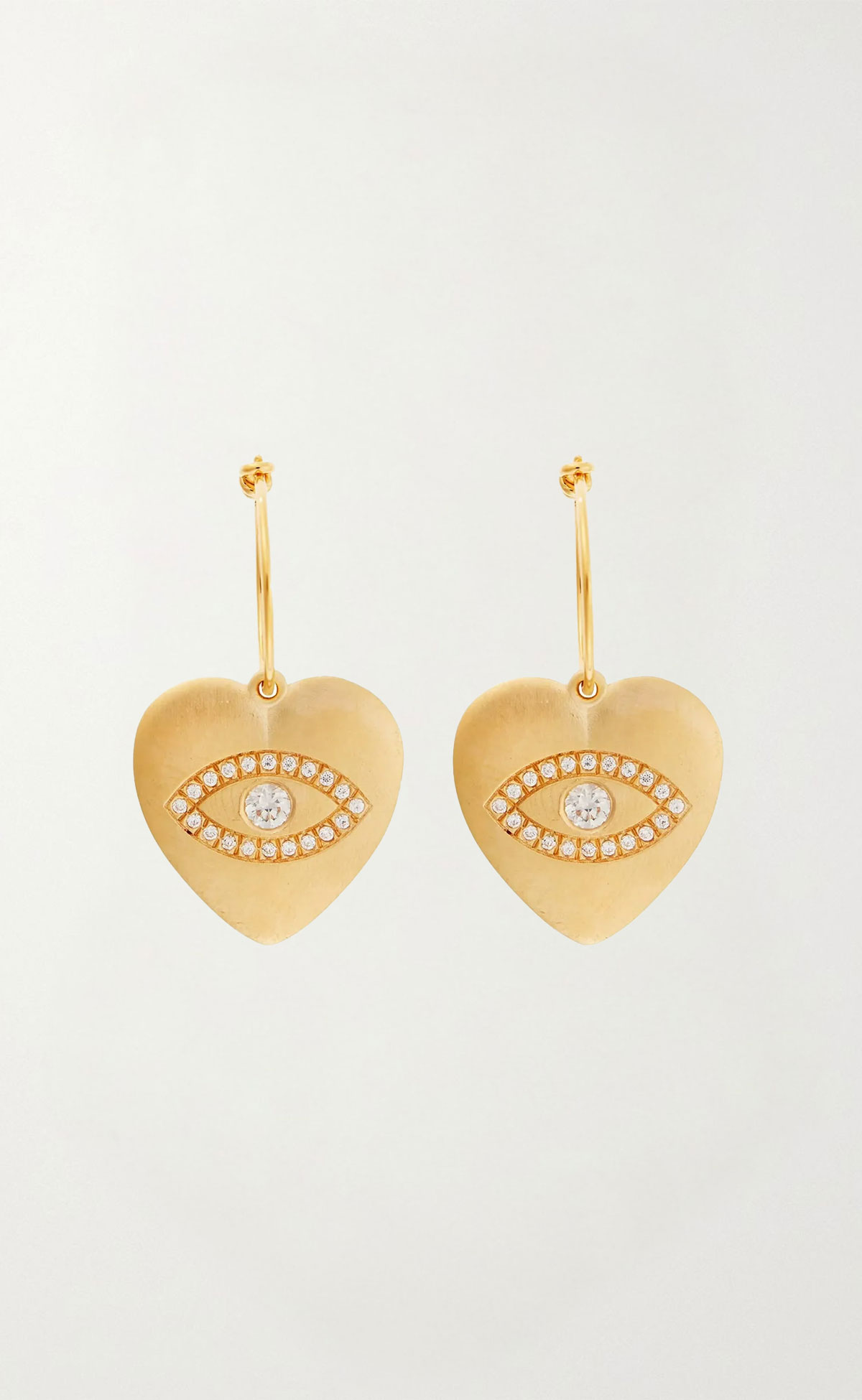 LOVE HEART CRYSTAL EYE SLIM HOOPS